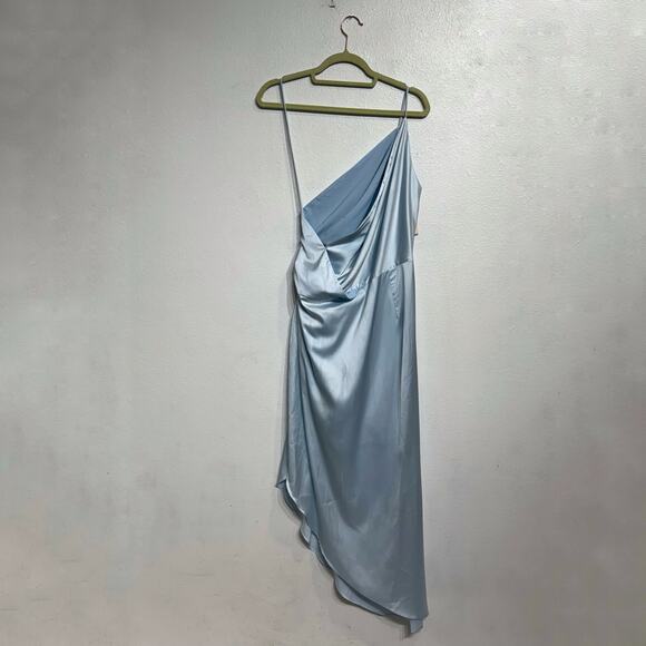 Aqua Light Blue Shoulder Asymmetric Midi Dress Sz XL NWT - Picture 9 of 12